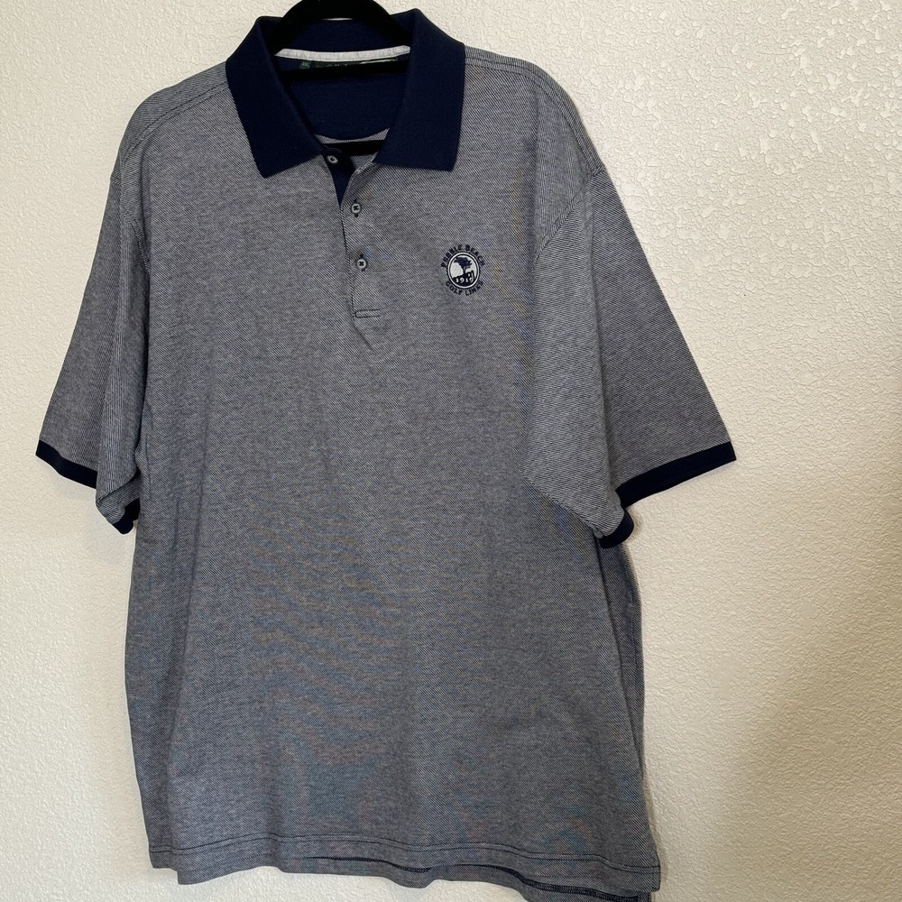Bobby Jones Polo Shirt Men's 2XL Navy White Print Pebble Beach Vintage Golf Logo